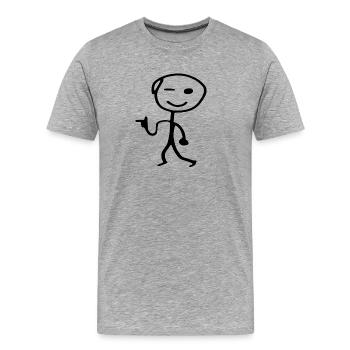 Stick man cool man - Men's Premium Organic T-Shirt - heather grey - Front - Damien (186cm)