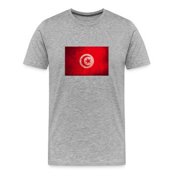 Tunesische Flagge Kreis Emblem - Männer Premium Bio T-Shirt - Grau meliert - Vorne - Damien (186cm)