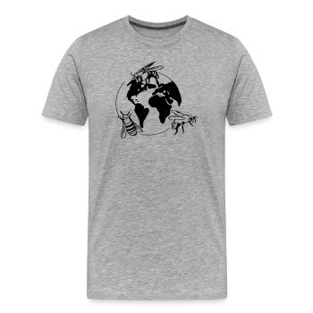 Sauvez les abeilles - T-shirt bio Premium Homme - gris chiné - Devant - Damien (186cm)