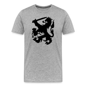 Heraldiker Löwe mit Krone und Schwertschattenfigur - Männer Premium Bio T-Shirt - Grau meliert - Vorne - Damien (186cm)