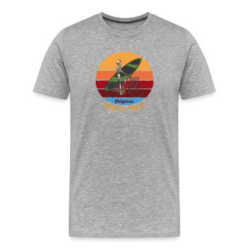 Santa Cruz California Surfer Surfboard Skeleton - Men's Premium Organic T-Shirt - heather grey - Front - Damien (186cm)