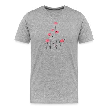 Aquarellierte Mohnblumen für feminine Mode - Männer Premium Bio T-Shirt - Grau meliert - Vorne - Damien (186cm)