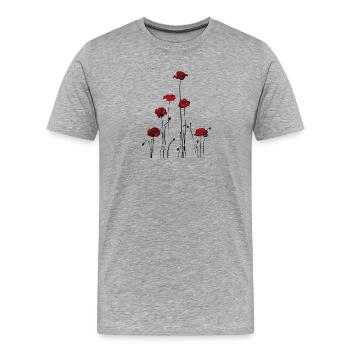 Abstract floral wallpaper in red and black - Men's Premium Organic T-Shirt - heather grey - Front - Damien (186cm)