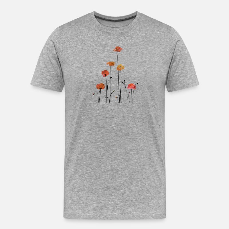 Mohnblume Klatschmohn - Männer Premium Bio T-Shirt - Grau meliert