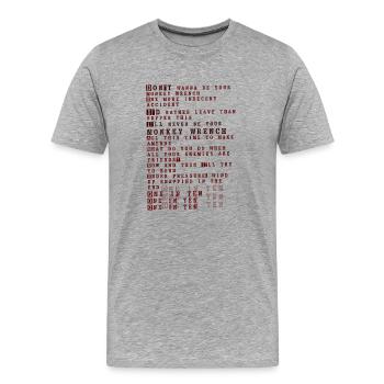 Foo fighters lyrics - monkey wrench - Men's Premium Organic T-Shirt - heather grey - Front - Damien (186cm)