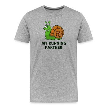 Schneckentempo Partnerlook Langsam Laufen Joggen - Männer Premium Bio T-Shirt - Grau meliert - Vorne - Damien (186cm)