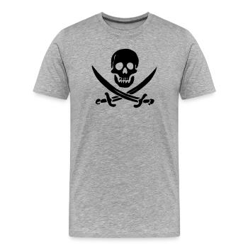Pirate Flag Skull skull - Men's Premium Organic T-Shirt - heather grey - Front - Damien (186cm)
