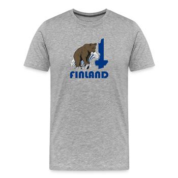 Finland bear design with map and flag - Men's Premium Organic T-Shirt - heather grey - Front - Damien (186cm)