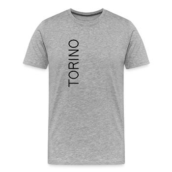 Torino – Vertical City Typo Design - Men's Premium Organic T-Shirt - heather grey - Front - Damien (186cm)