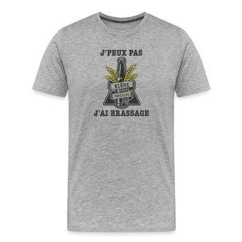 j'peux pas j ai brassage blé - T-shirt bio Premium Homme - gris chiné - Devant - Damien (186cm)