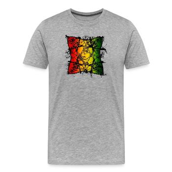 Rasta-Blattabstraktion mit Farbverlauf - Männer Premium Bio T-Shirt - Grau meliert - Vorne - Damien (186cm)