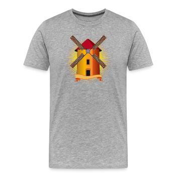 goldene Windmühle mit strahlendem Hintergrund - Männer Premium Bio T-Shirt - Grau meliert - Vorne - Damien (186cm)