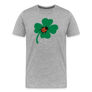 Glück Kleeblatt Marienkäfer - Männer Premium Bio T-Shirt - Grau meliert - Vorne - Damien (186cm)