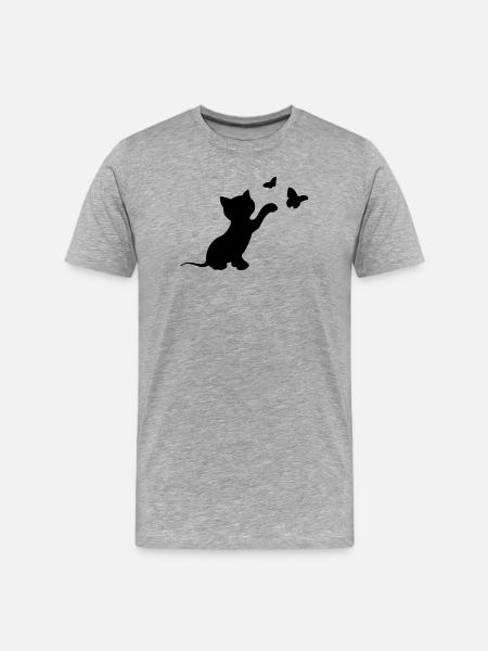Katze - Männer Premium Bio T-Shirt - Grau meliert