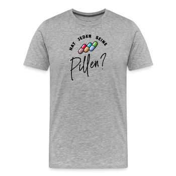Lustig Spruch Pillen Medikamente Krankenpfleger - Männer Premium Bio T-Shirt - Grau meliert - Vorne - Damien (186cm)