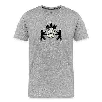 Armoiries de Berlin 030 - T-shirt bio Premium Homme - gris chiné - Devant - Damien (186cm)