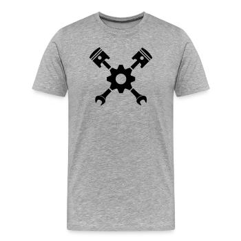Piston clé croisée avec engrenage - T-shirt bio Premium Homme - gris chiné - Devant - Damien (186cm)