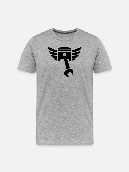 Piston key emblem with wings - Men's Premium Organic T-Shirt - heather grey