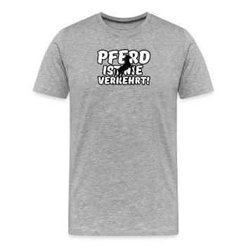 Pferd Reiten Reiter Tier Sprüche - Männer Premium Bio T-Shirt - Grau meliert - Vorne - Damien (186cm)