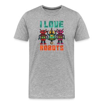 Roboter Robot - Men's Premium Organic T-Shirt - heather grey - Front - Damien (186cm)