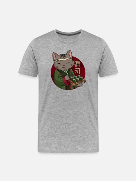 Cat Sushi Kawaii - Men's Premium Organic T-Shirt - heather grey