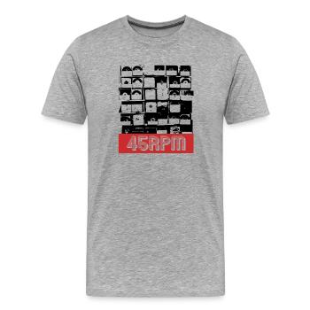 Vinyl 45RPM Plattenstapel Vinyl-Liebhaber - Männer Premium Bio T-Shirt - Grau meliert - Vorne - Damien (186cm)