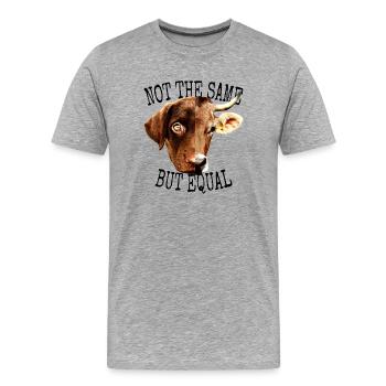 Végétalien pas le même mais amoureux des animaux végétariens égaux - T-shirt bio Premium Homme - gris chiné - Devant - Damien (186cm)