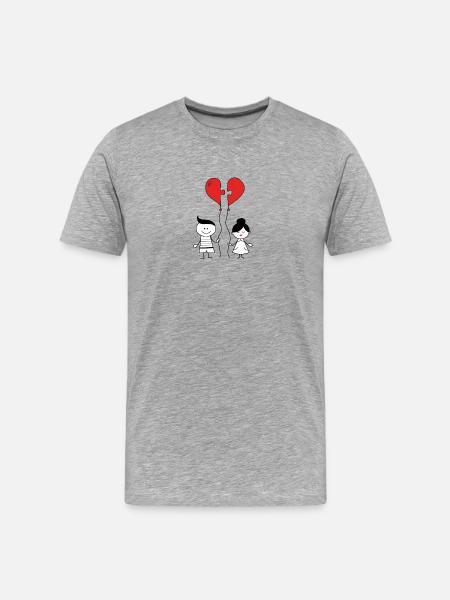 Heartbreak Child Drawing Motif - Men's Premium Organic T-Shirt - heather grey