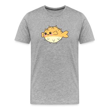 Puffer fish cute animal - Men's Premium Organic T-Shirt - heather grey - Front - Damien (186cm)