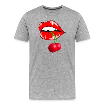 Lippen Mund Motiv - Männer Premium Bio T-Shirt - Grau meliert - Vorne - Damien (186cm)