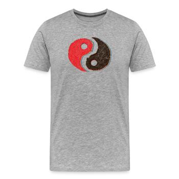 Yin yang symbole chinois tai chi qigong kung fu - T-shirt bio Premium Homme - gris chiné - Devant - Damien (186cm)