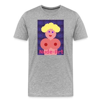 Illustration de buste de dessin animé pop nue - T-shirt bio Premium Homme - gris chiné - Devant - Damien (186cm)