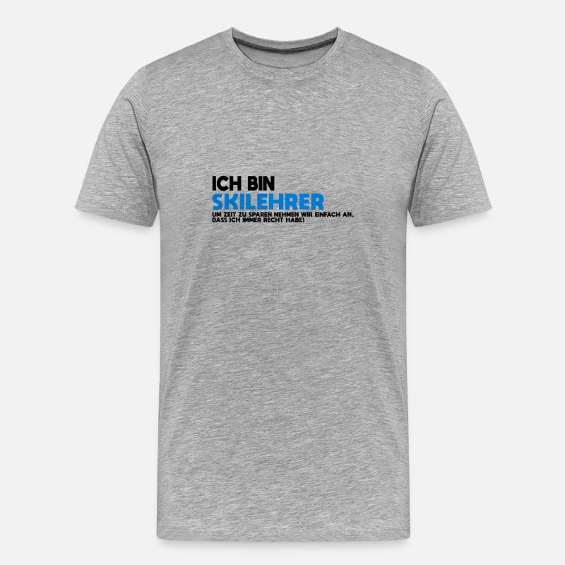 Skilehrer Blau Textur - Männer Premium Bio T-Shirt - Grau meliert