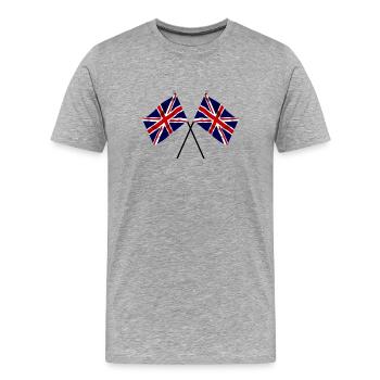 Union Jack Flag Twin Racing Flags - Men's Premium Organic T-Shirt - heather grey - Front - Damien (186cm)