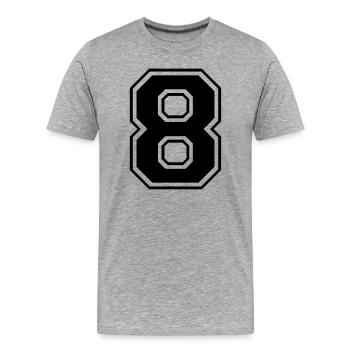 8 numéros de football de rugby - T-shirt bio Premium Homme - gris chiné - Devant - Damien (186cm)