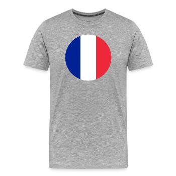 runde Aufkleber Flagge von Frankreich Aufkleber Frankreich - Männer Premium Bio T-Shirt - Grau meliert - Vorne - Damien (186cm)