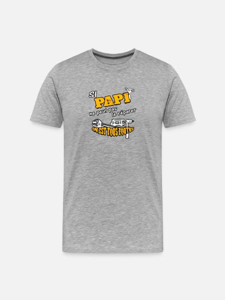 si papi Papy grand-père - T-shirt bio Premium Homme - gris chiné