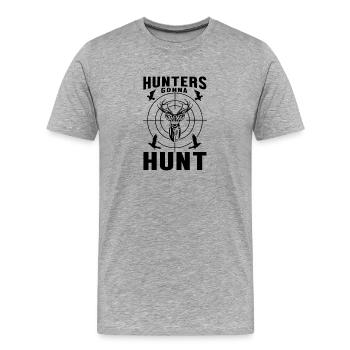 Monochrome minimalist hunting illustration - Men's Premium Organic T-Shirt - heather grey - Front - Damien (186cm)