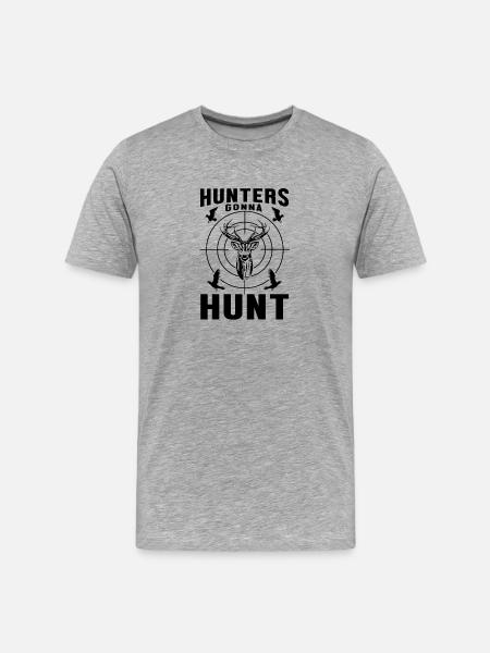 Monochrome minimalist hunting illustration - Men's Premium Organic T-Shirt - heather grey