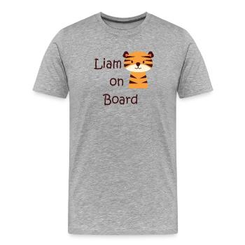 Liam on board - Männer Premium Bio T-Shirt - Grau meliert - Vorne - Damien (186cm)