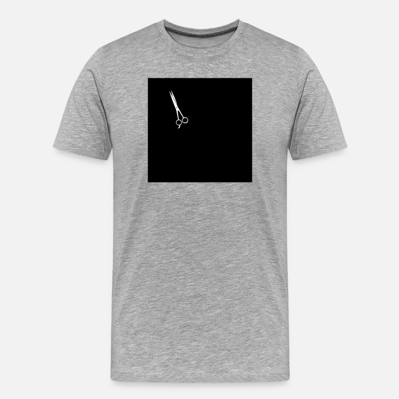 Friseur Schere - Männer Premium Bio T-Shirt - Grau meliert