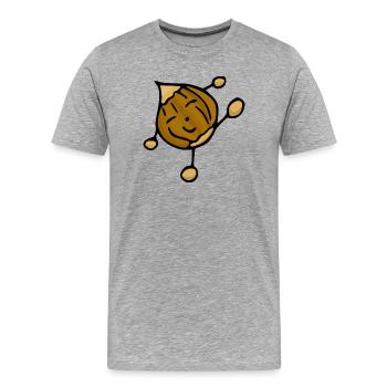 Nuss Haselnuss lustig cool positive Essen - Männer Premium Bio T-Shirt - Grau meliert - Vorne - Damien (186cm)