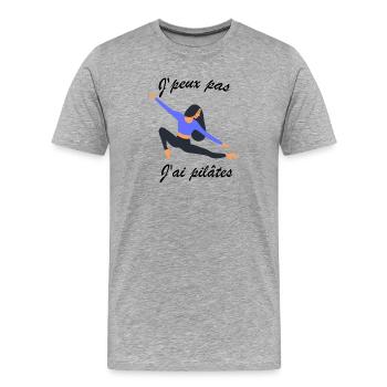 J'peux pas j'ai pilâtes - T-shirt bio Premium Homme - gris chiné - Devant - Damien (186cm)