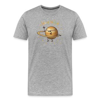 Saturne joue avec ses anneaux - T-shirt bio Premium Homme - gris chiné - Devant - Damien (186cm)