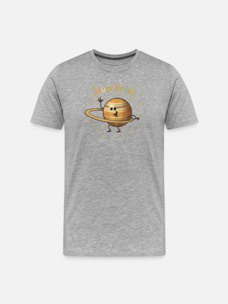 Saturn plays with its rings - Men's Premium Organic T-Shirt - heather grey