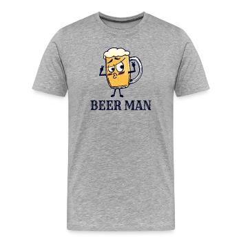 Funny Drinking Beer Drunk Drinking Beer Glass Fun - Men's Premium Organic T-Shirt - heather grey - Front - Damien (186cm)
