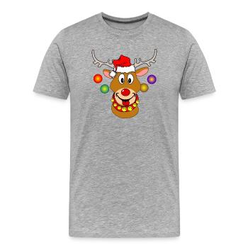 Joyeux Noël Rudolf Rennes bals de Noël - T-shirt bio Premium Homme - gris chiné - Devant - Damien (186cm)
