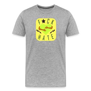 Gegen Hass - Männer Premium Bio T-Shirt - Grau meliert - Vorne - Damien (186cm)