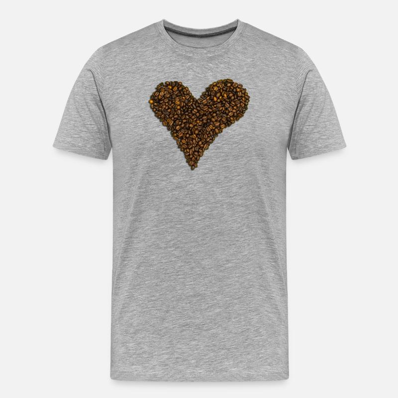 Ein Herz aus Kaffeebohnen - Männer Premium Bio T-Shirt - Grau meliert