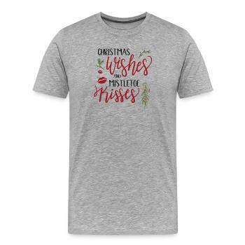 Weihnachtswünsche Mistelküsse - Männer Premium Bio T-Shirt - Grau meliert - Vorne - Damien (186cm)
